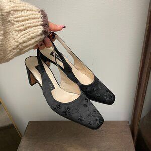 Vintage Embroidered Slingbacks